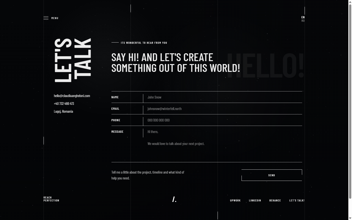 Contact page interaction surface
