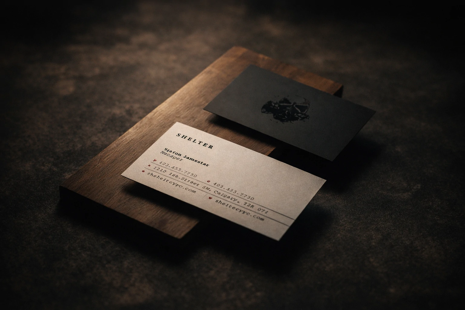 Shelter Cocktail Bar menu and identity presentation