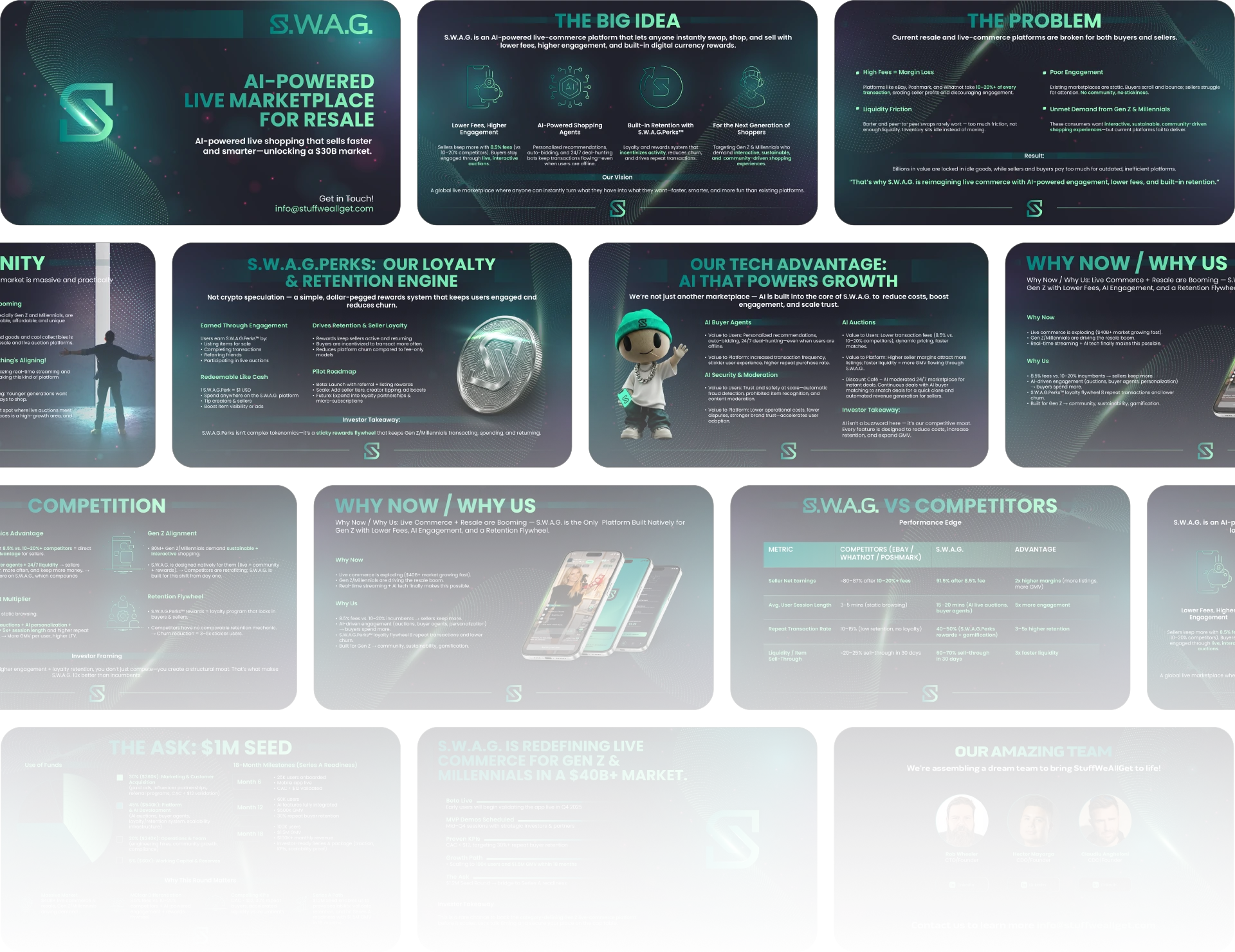 S.W.A.G. pitch deck design overview